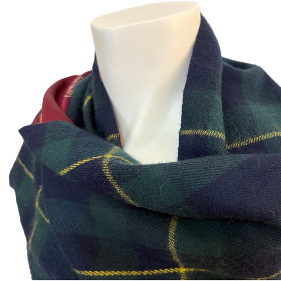 Black Watch Tartan Wool & Printed Satin Reversible Scarf - Picture 5 of 10